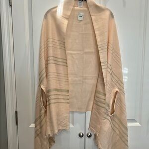 J Crew Cream and Green Shawl